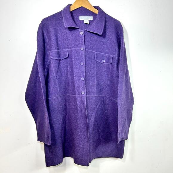 Modern Soul Sweaters - Womens 1X 100% Wool Cardigan Sweater Modern Soul Button Purple Australia